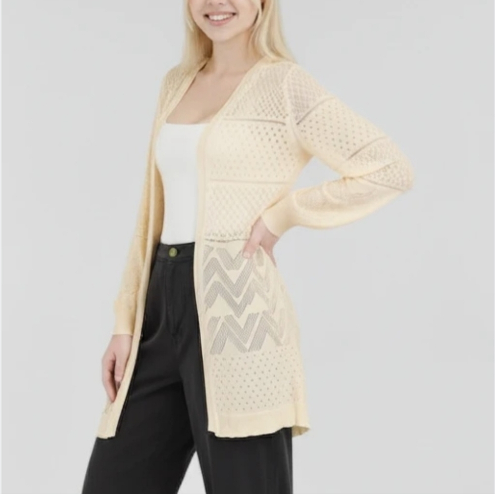 Pink Republic Cream Open-Front Cardigan- Size Medium- NWOT!!